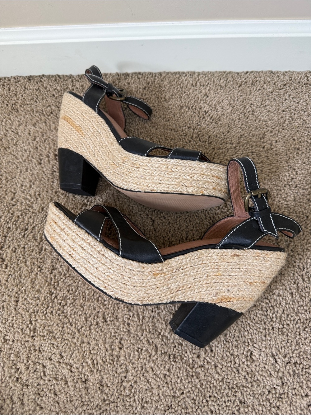 Corso Como | Black Women's Espadrille Wedge Sandals with Ankle Strap | Size 8.5 - Picture 3 of 4